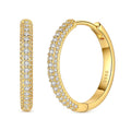 Double Pave White Zirconia Large Hoop Earrings 925 Sterling Silver