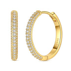 Double Pave White Zirconia Large Hoop Earrings 925 Sterling Silver
