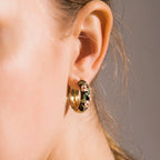 Onekiss Enamel Flower Huggie Hoop Earrings Vintage Boho Style