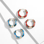 Onekiss Enamel Flower Huggie Hoop Earrings Vintage Boho Style