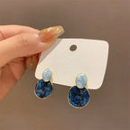 Geometrical Round Stud Earrings Retro Zinc Alloy Women's