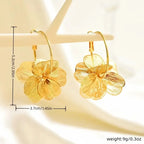 Double-Layer Hollow Flower Hoop Earrings for Women Stainless Steel Gold