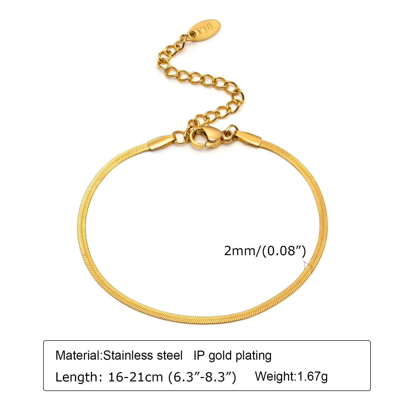 Women's Stainless Steel 18K Gold Plated Thin Link Chain Bracelet