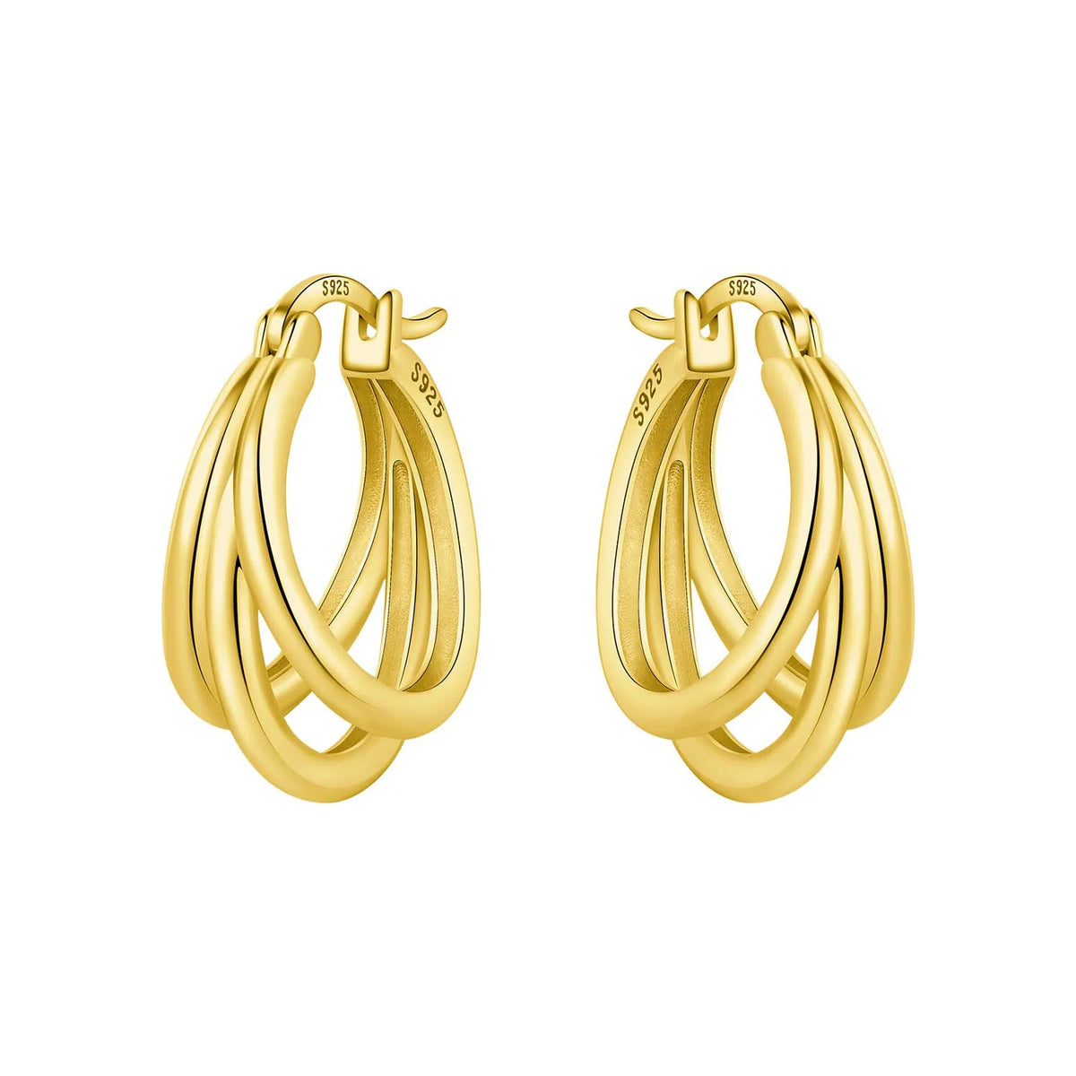 S925 Sterling Silver 18k Gold Modern Square Hoop Earrings