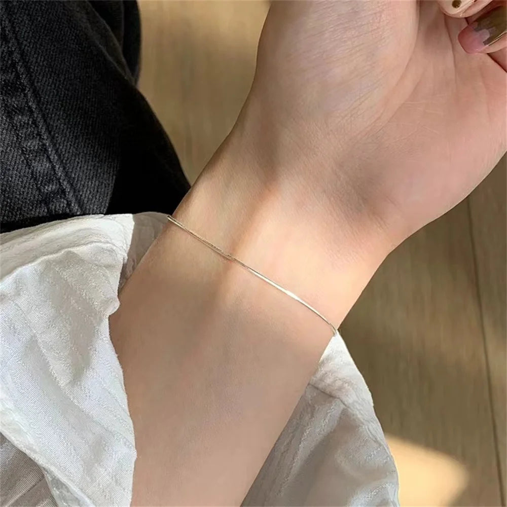 Stainless Steel Snake Chain Bracelet Ultra-fine Women's Minimalist Gold Silver
