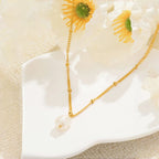 Natural Pearl Pendant Necklace Stainless Steel Waterproof for Women