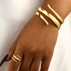 Geometric Bracelet and Ring Jewelry Set for Women