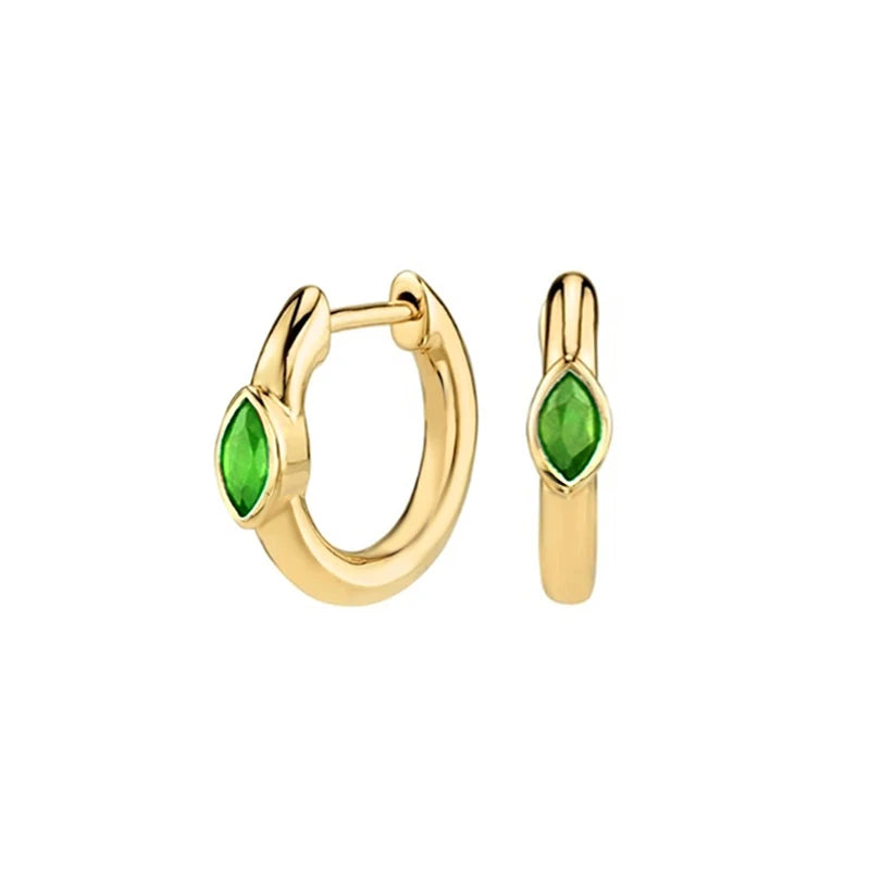 Women's 925 Sterling Silver Oval Zircon Hoop Earrings