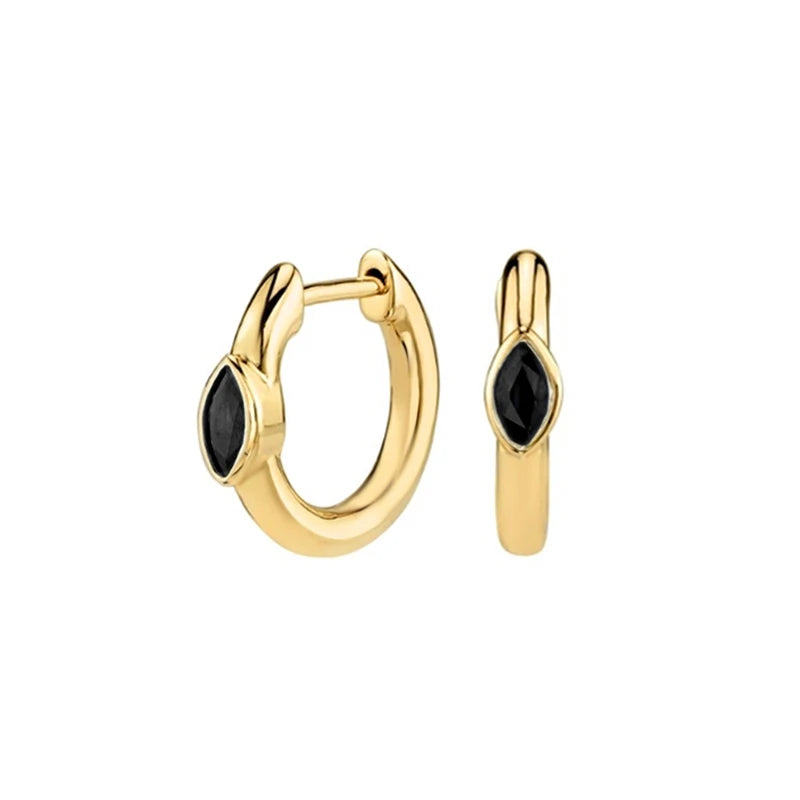 Women's 925 Sterling Silver Oval Zircon Hoop Earrings