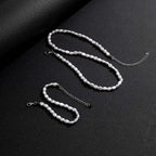 Simple Imitation Pearl Beaded Choker Necklace and Bracelet