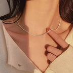 Sparkling Copper Clavicle Chain Choker Necklace for Women