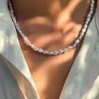 Simple Imitation Pearl Beaded Choker Necklace and Bracelet