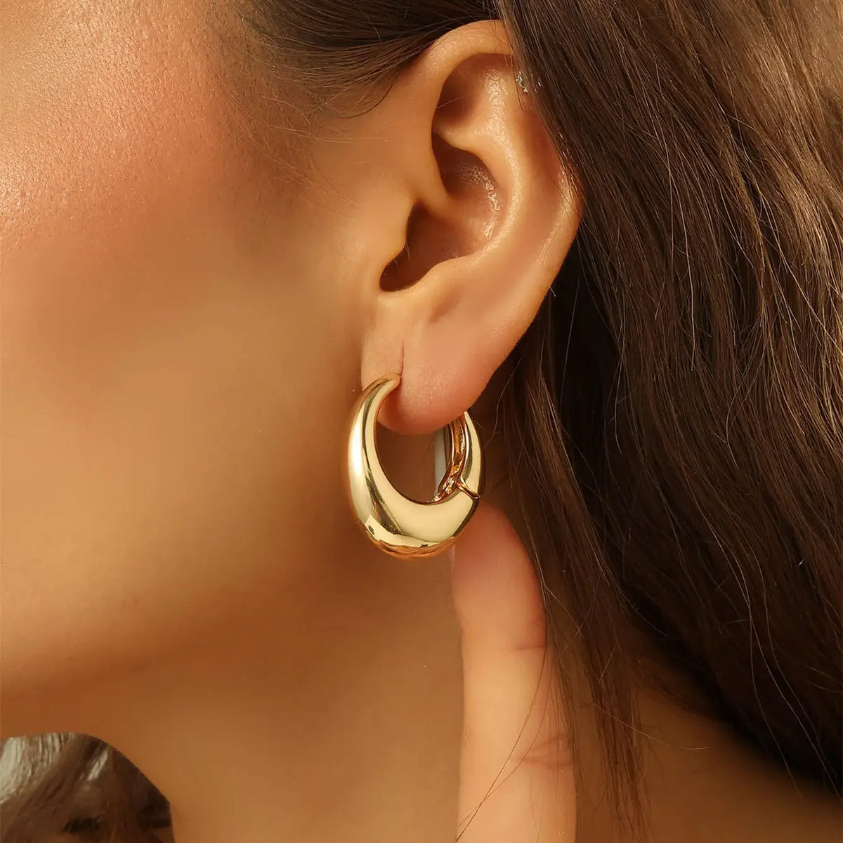 Double-Layer Hollow Flower Hoop Earrings for Women Stainless Steel Gold