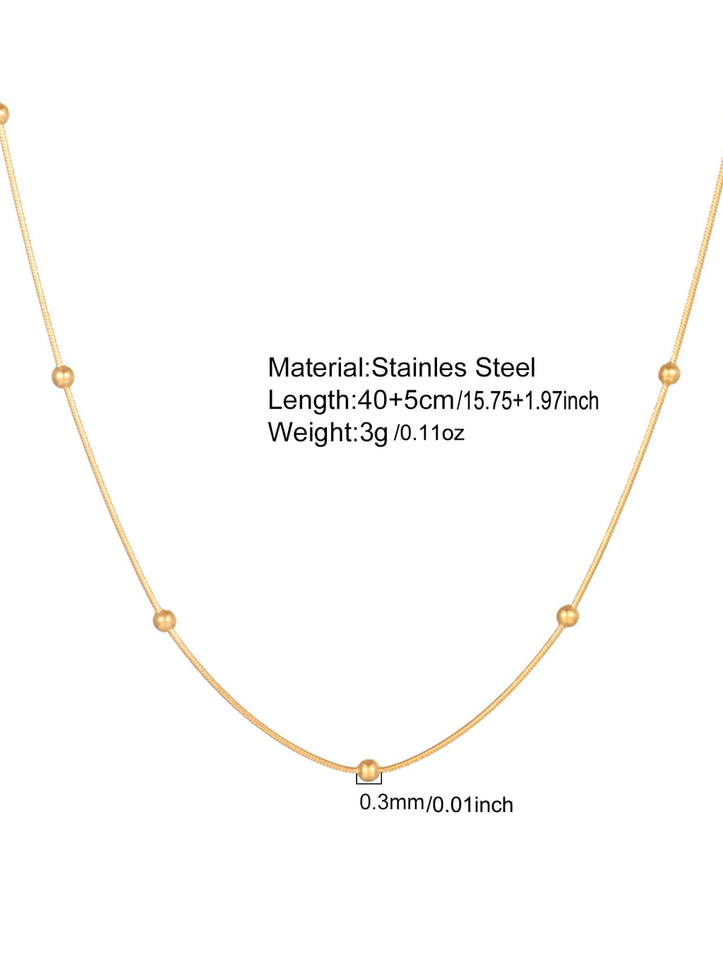 Minimalist Stainless Steel Choker Necklace with Bead Wrapped Chain