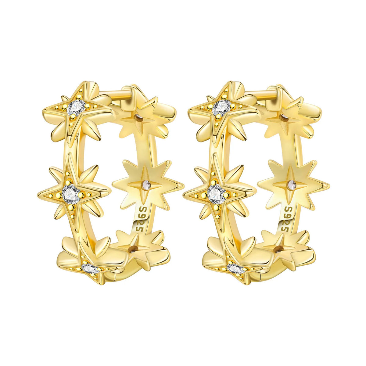 S925 Sterling Silver 18k Gold Modern Square Hoop Earrings