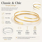 Women's Minimalist Adjustable Open Upper Arm Cuff Bracelet Stainless Steel