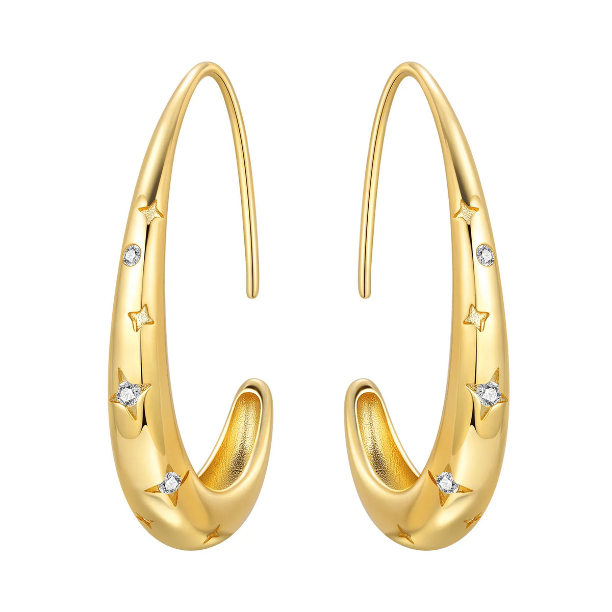 S925 Sterling Silver 18k Gold Modern Square Hoop Earrings