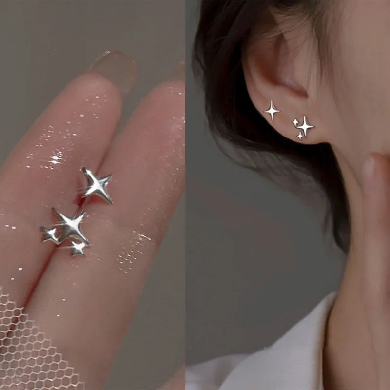 Double-Layer Hollow Flower Hoop Earrings for Women Stainless Steel Gold