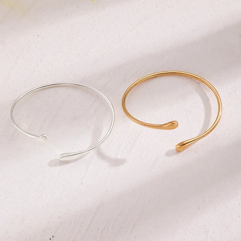 Geometric Water Drop Bangle Adjustable Stainless Steel Arm Bracelet
