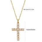 18k Gold Plated Stainless Steel Cross Necklace with Zirconia Pendant