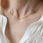 Minimalist Stainless Steel Choker Necklace with Bead Wrapped Chain