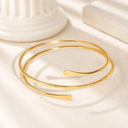 Women's Minimalist Adjustable Open Upper Arm Cuff Bracelet Stainless Steel
