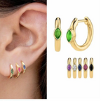 Women's 925 Sterling Silver Oval Zircon Hoop Earrings