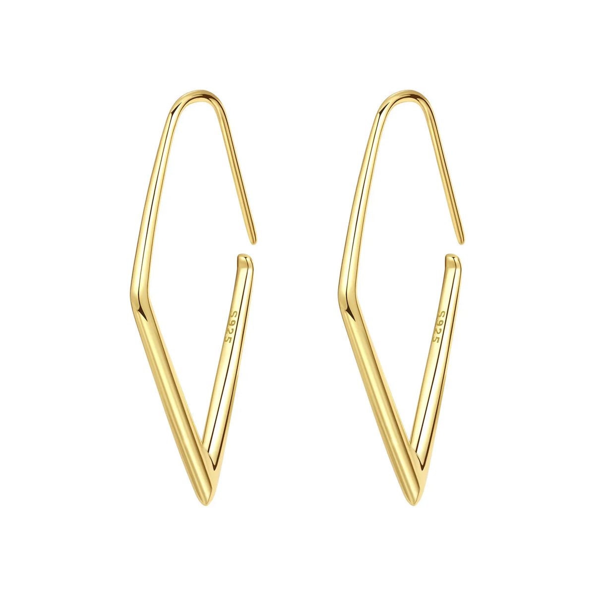 S925 Sterling Silver 18k Gold Modern Square Hoop Earrings