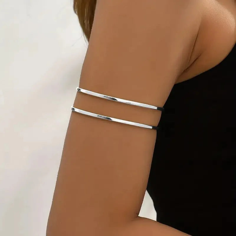 Geometric Water Drop Bangle Adjustable Stainless Steel Arm Bracelet