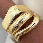 Vintage Hip Hop Cuff Bangle Set 3 Pcs Twisted Wavy Geometric