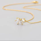 Four-Leaf Petal Zircon Pendant Necklace Stainless Steel Gold