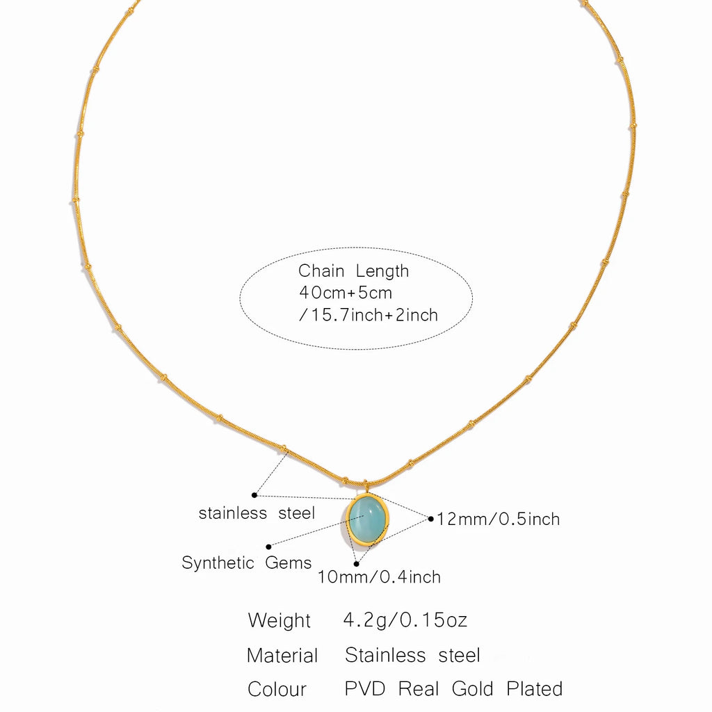 Sapphire Pendant Necklace Women's Stainless Steel Romantic Jewelry Summer