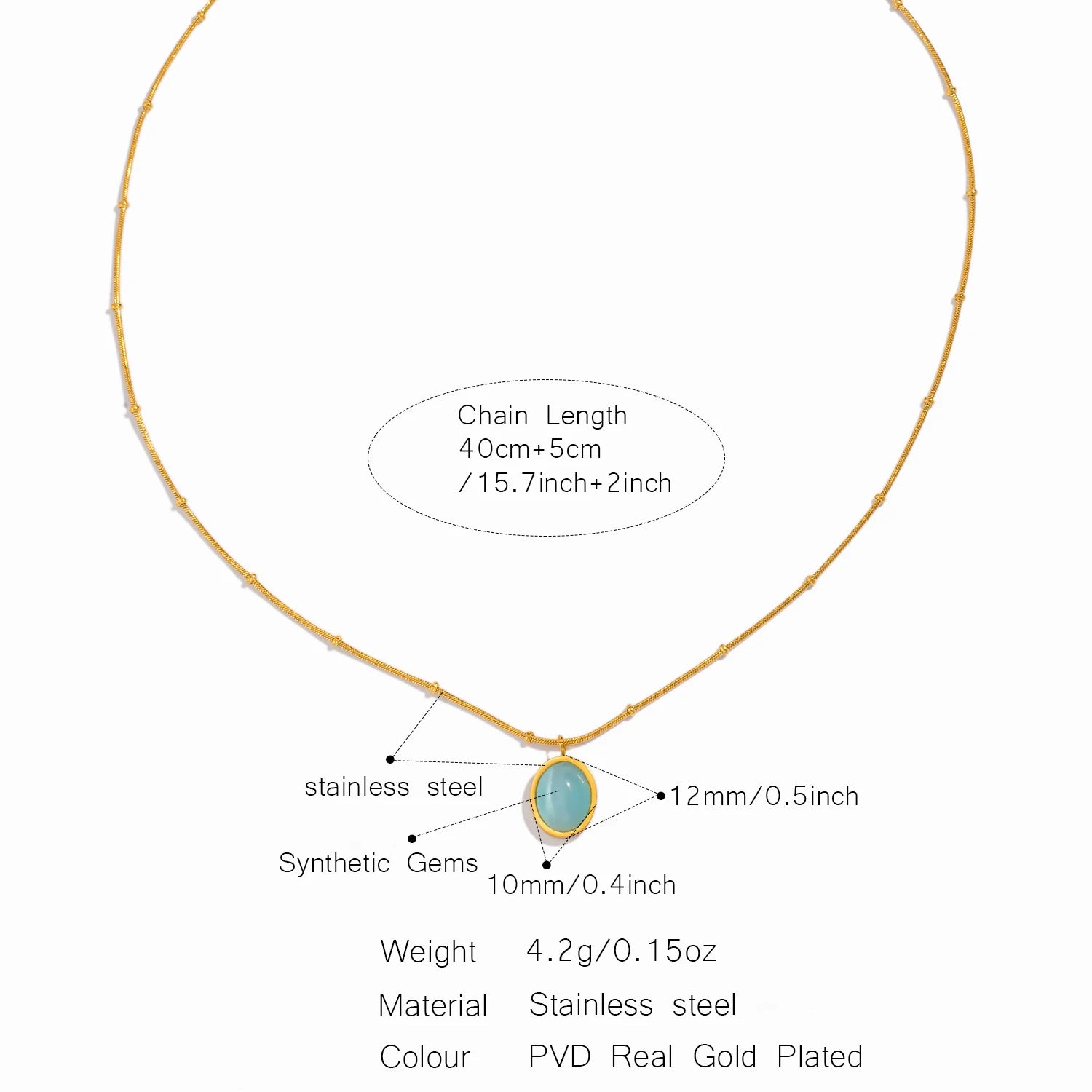 Sapphire Pendant Necklace Women's Stainless Steel Romantic Jewelry Summer