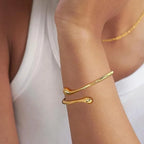 Geometric Water Drop Bangle Adjustable Stainless Steel Arm Bracelet