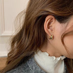 Zircon Star Wave Hoop Earrings Gold Minimalist Jewelry