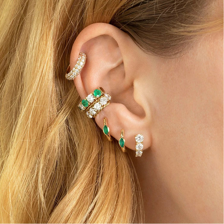 Women's 925 Sterling Silver Oval Zircon Hoop Earrings