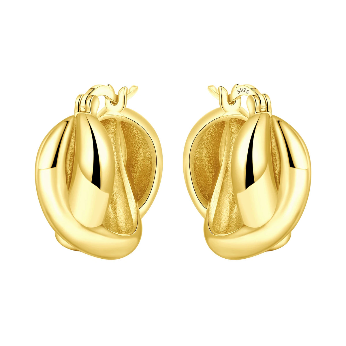 S925 Sterling Silver 18k Gold Modern Square Hoop Earrings