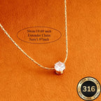 Women's Cubic Zirconia Solitaire Pendant Necklace 316L Stainless Steel