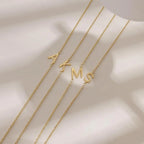 Gold Plated Initial Letter Pendant Necklace Dainty Sideways Choker