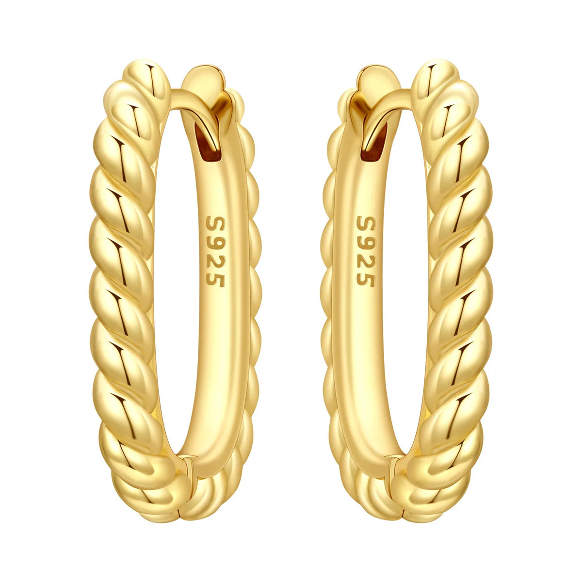 S925 Sterling Silver 18k Gold Modern Square Hoop Earrings