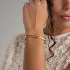 Minimalist Adjustable Stainless Steel Open Cuff Bangle Bracelet