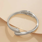 Women's Chunky Irregular Metal Open Cuff Bracelet and Ring