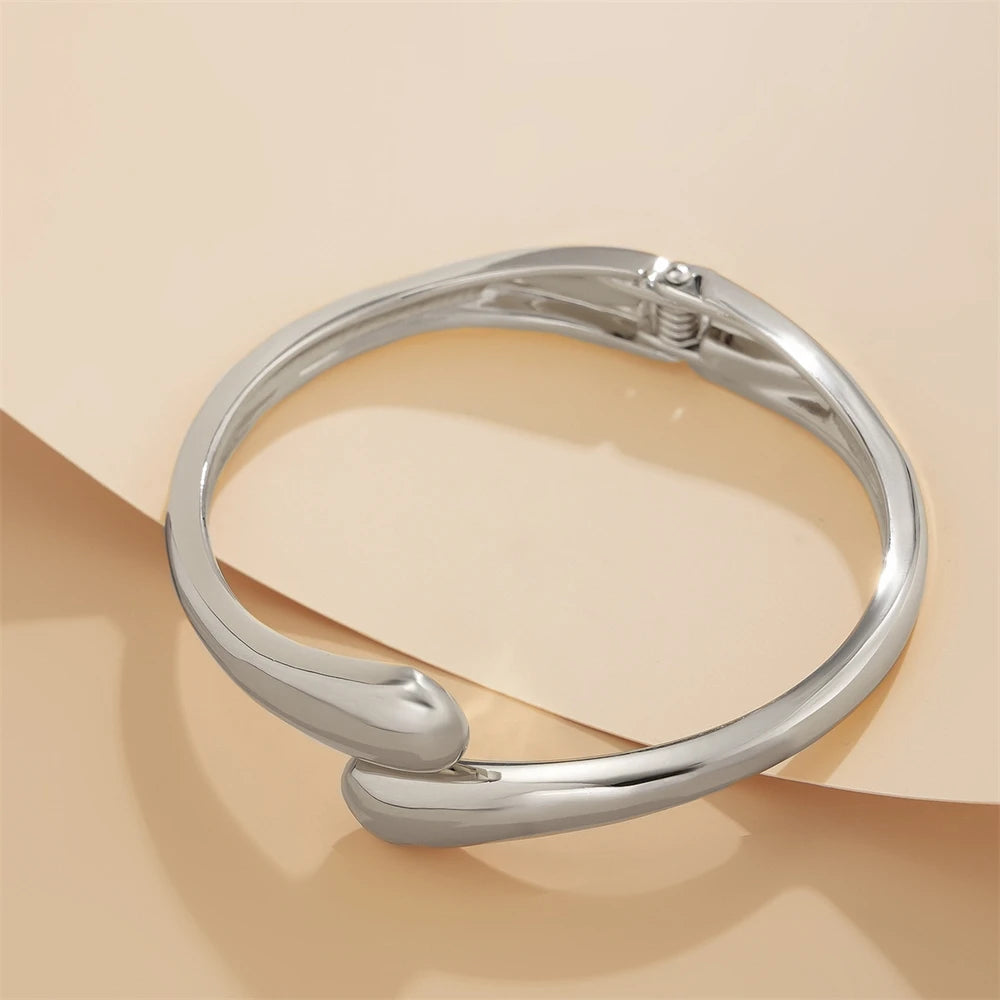 Women's Chunky Irregular Metal Open Cuff Bracelet and Ring