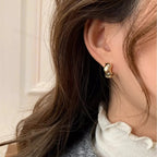 Zircon Star Wave Hoop Earrings Gold Minimalist Jewelry