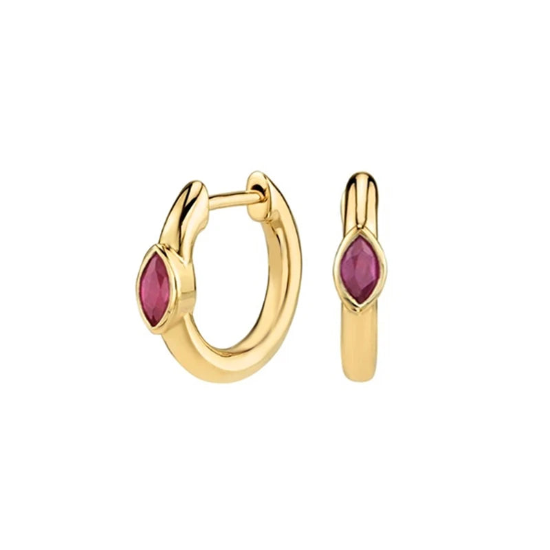 Women's 925 Sterling Silver Oval Zircon Hoop Earrings
