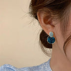 Geometrical Round Stud Earrings Retro Zinc Alloy Women's