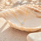 Minimalist Solitaire Zircon Choker Necklace 18K Gold Plated Stainless Steel