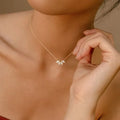 Four-Leaf Petal Zircon Pendant Necklace Stainless Steel Gold
