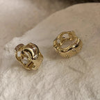 Zircon Star Wave Hoop Earrings Gold Minimalist Jewelry