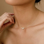 Four-Leaf Petal Zircon Pendant Necklace Stainless Steel Gold